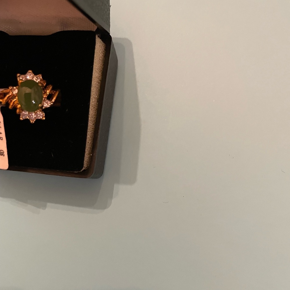 Gold-plated Genuine Jade Cocktail Ring - Women's Jewelry